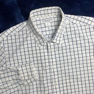 Mizzen+Main Performance Menswear XXL‎ Trim Blue Check Long Sleeve Dress Shirt